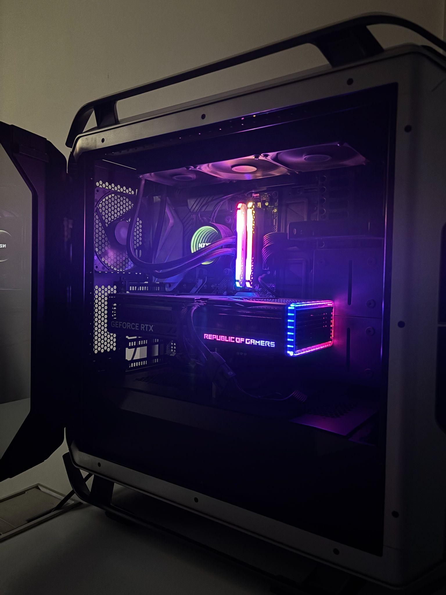 Interior view of the RGB gaming PC
